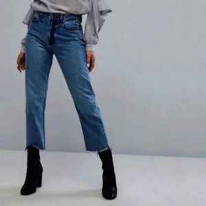 NWT- Anthropologie EVIDNT Straight Leg Asymmetrical Cut Raw Hem Jean SZ:24,25,26